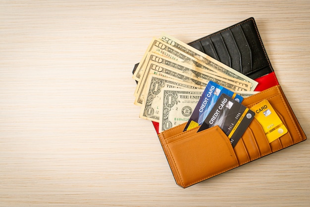 wallet with money and credit card