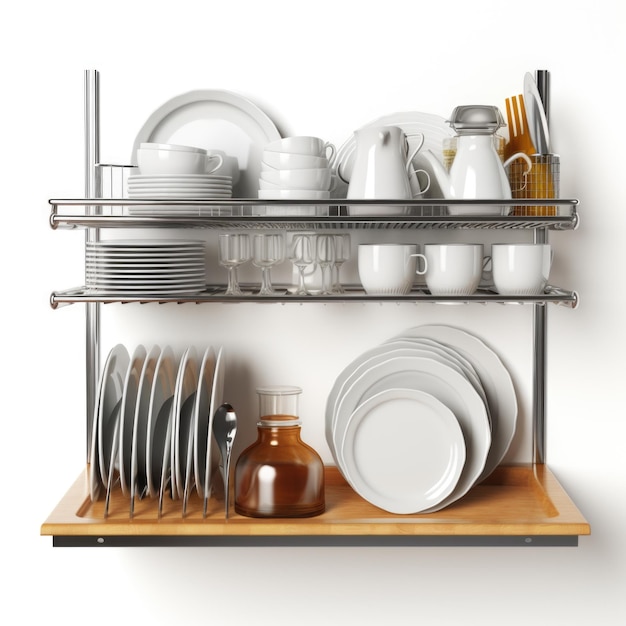 Wallmounted dish racks isolated on white background