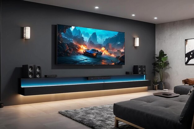 Photo wallmounted soundbar feature enhanced audio