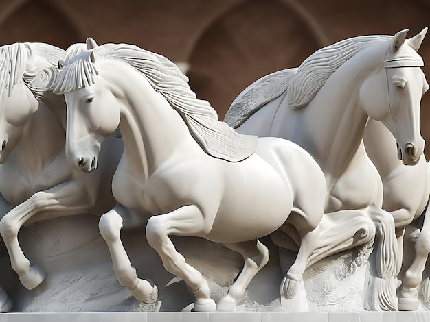 Photo wallpaper 3d classic horses stone carving 3d illustration