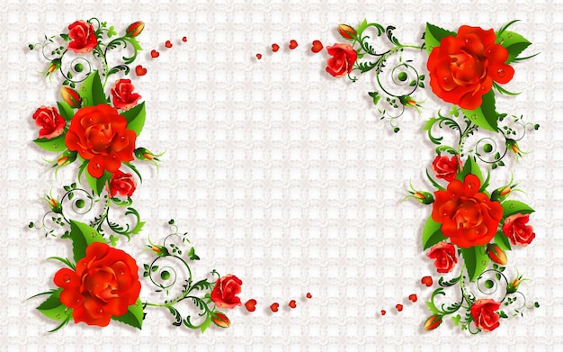 Photo wallpaper 3d classic love in the form of flowers