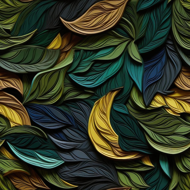 Wallpaper of abstract leaves with bright colors tiled