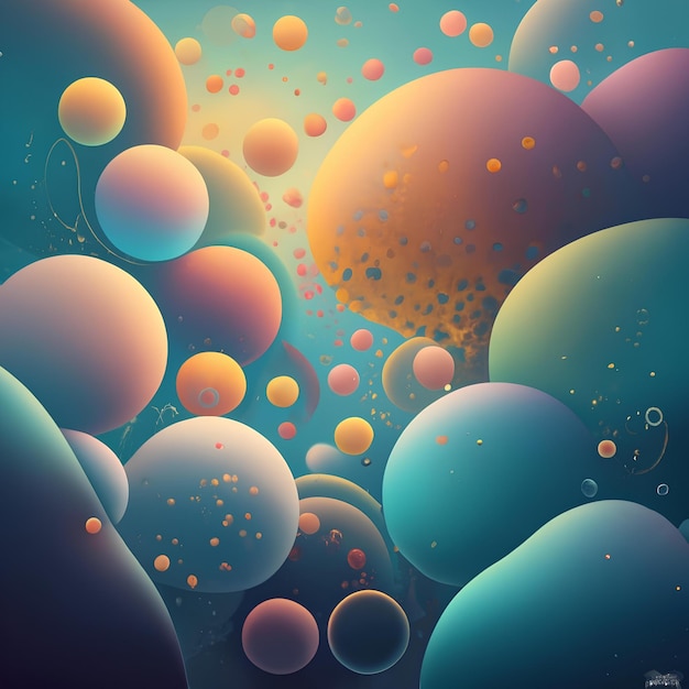 Wallpaper abstractie bubbels zachte saffier achtergrond