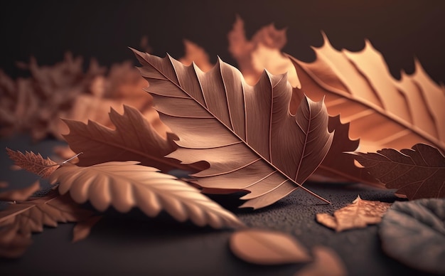 A wallpaper of autumn leaves leaf background fall season trendy background ai generated