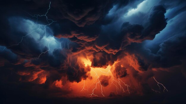 Wallpaper background for extreme weather condition dense cloud with red orange blue color