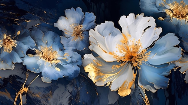 A wallpaper botanical flowers with one big flower folding Generative AI