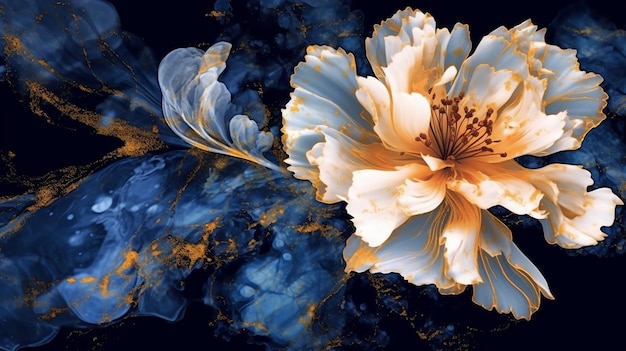 A wallpaper botanical flowers with one big flower folding Generative AI