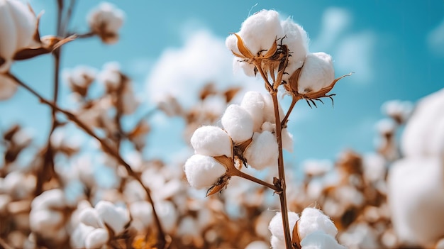 Foto carta da parati piantagioni di cotone sfondio di cotone colori delicati realismo formato orizzontale copia spazio