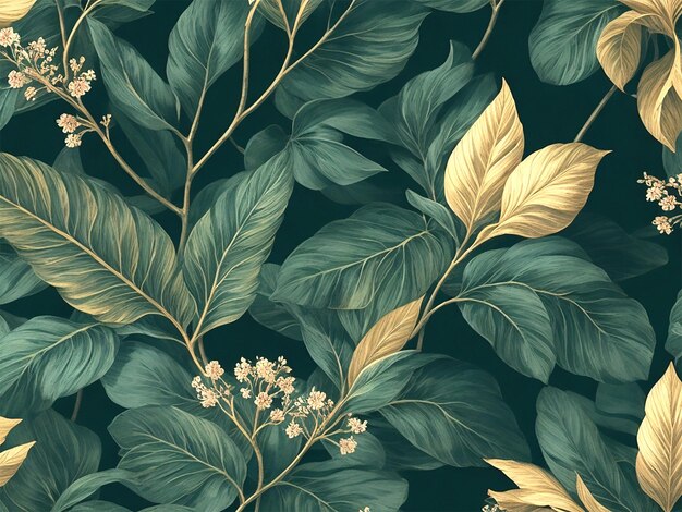 Photo wallpaper design with floral leaves pattern illustration