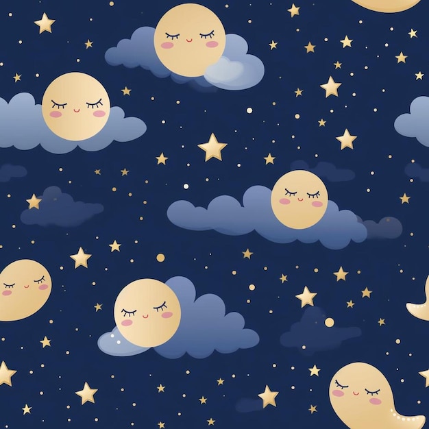 Photo a wallpaper design with a moon and clouds.