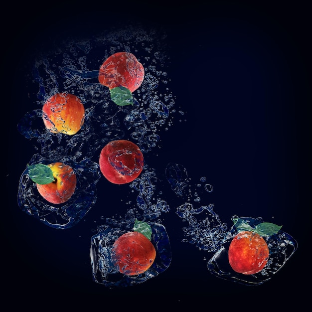 Обои для дизайнеров и иллюстраторов сочный плод персика в воде