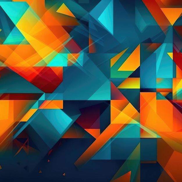 The wallpaper has abstract designs colors textures and a tealorange background Generative AI