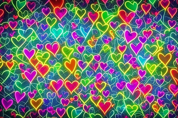 Сердца на обоях - это цвета радуги.