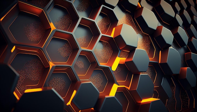 A wallpaper of a hexagon with a black background.