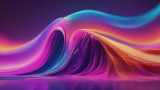 Wallpaper holographic curved wave in motion3d render abstract background in nature landscape