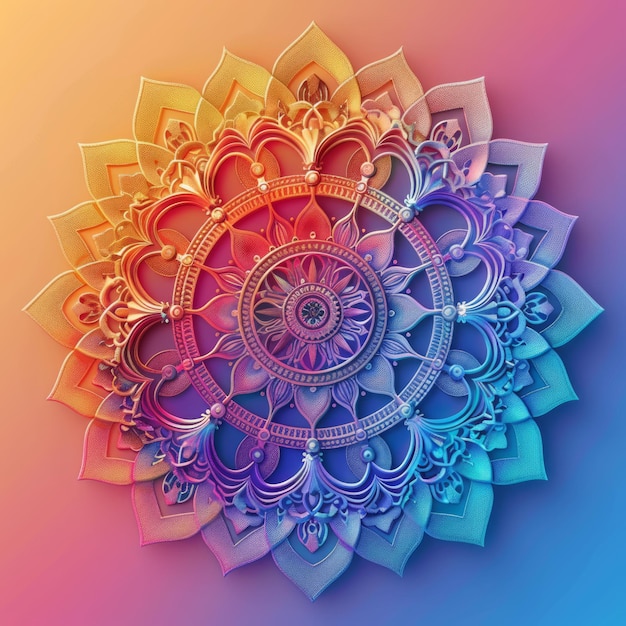 Photo wallpaper of indian mandala in colour gradient