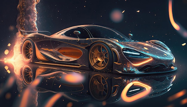 Wallpaper of Mclaren car with smoke and galaxy vibe generated ai