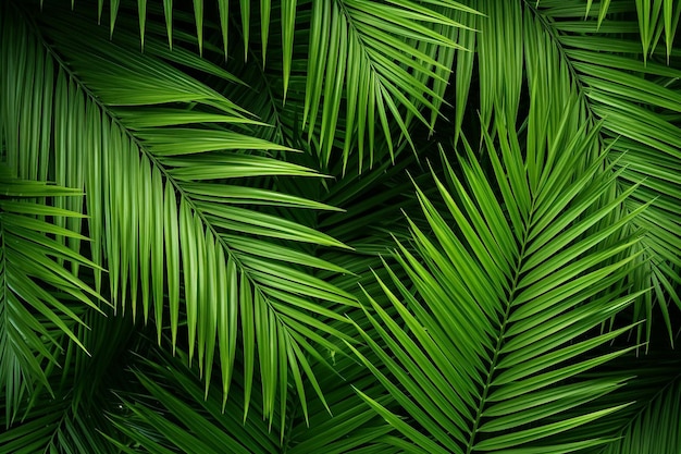 Photo wallpaper nature summer background of palm leaves on a green bac