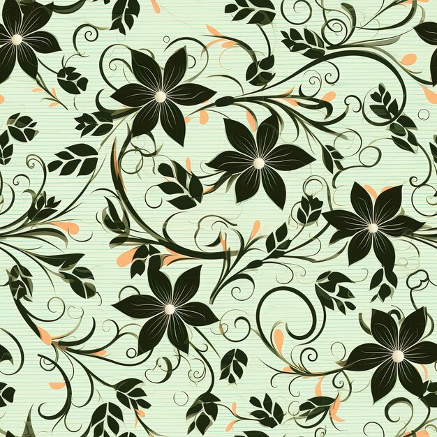 a wallpaper pattern with flowers and leaves