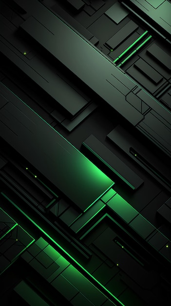 Wallpaper for PC Black with Green Accents Minimalist Creative