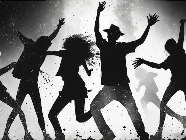 Photo wallpaper of people silhouettes of happy international youth day