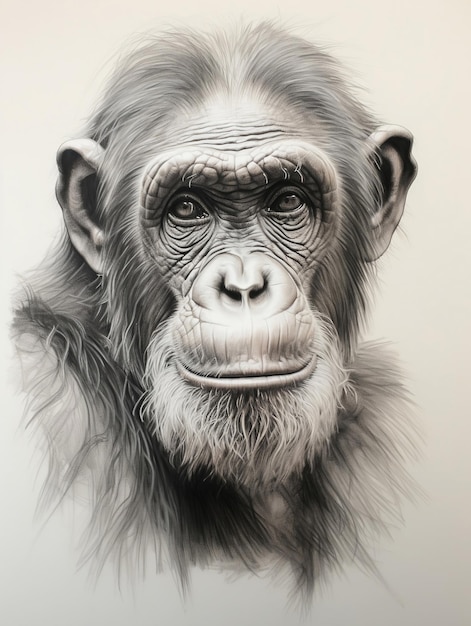 Wallpaper for phone with a pencil sketch artwork chimpanzee animal drawing