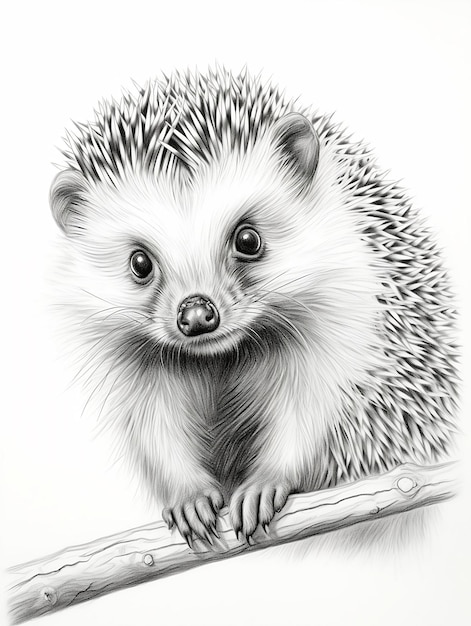 Wallpaper for phone with a pencil sketch artwork hedgehog animal drawing