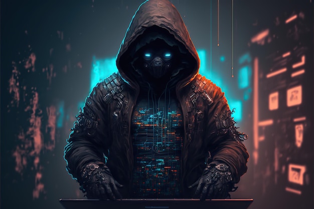 Wallpaper portrait character hacker hooded man technology sci