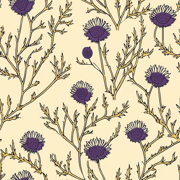 A wallpaper of purple flowers with the word thistle on it.