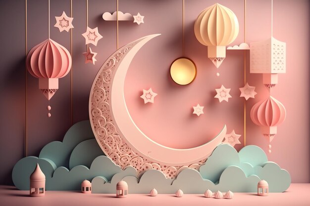 wallpaper ramadhan illustration 3D color islamic month, ramadhan event, islamic wallpaper