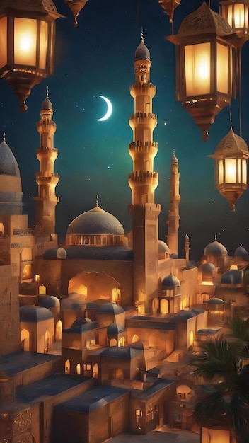 Wallpaper ramadhan illustration 3d color islamic month ramadhan event islamic wallpaper