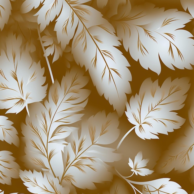 Wallpaper A seamless pattern with leaves that are white and gold