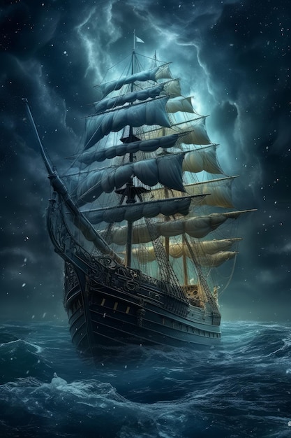 Wallpaper of a ship in the sea