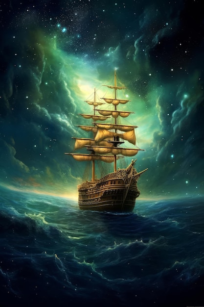 Wallpaper of a ship in the sea