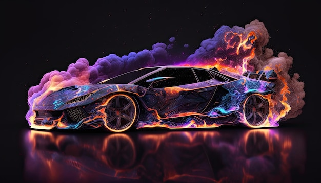 Wallpaper van Lamborghini-auto met rook en door Galaxy Vibe gegenereerde AI