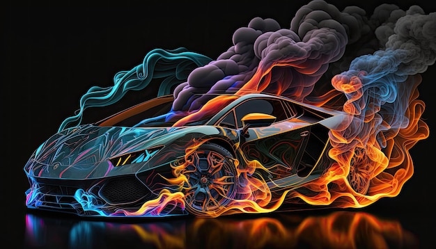 Wallpaper van Lamborghini-auto met rook en door Galaxy Vibe gegenereerde AI