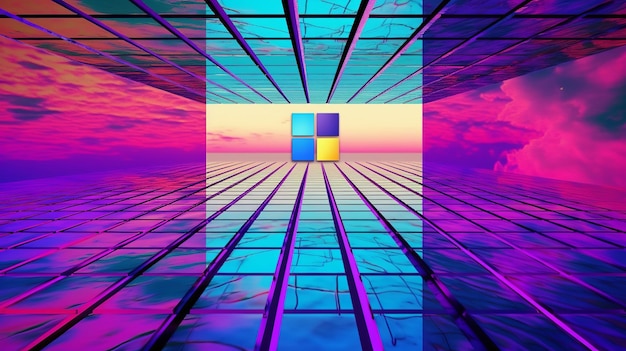 Wallpaper vaporwave glitch art background Generative Ai