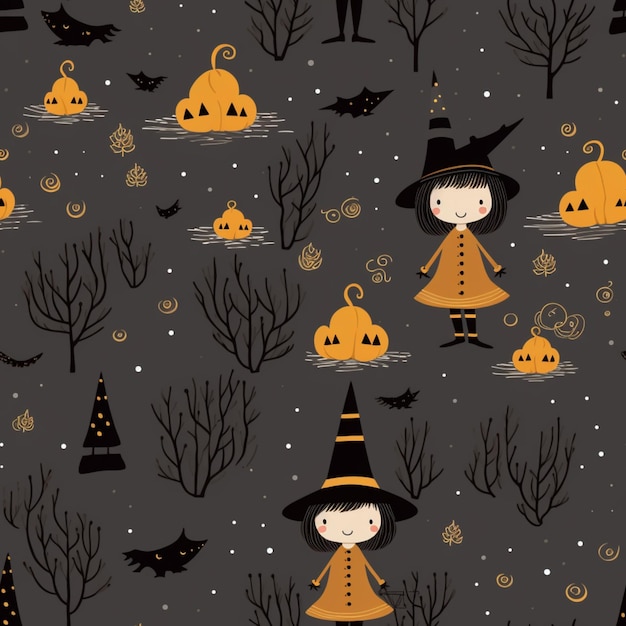 wallpaper vector halloween witch pattern