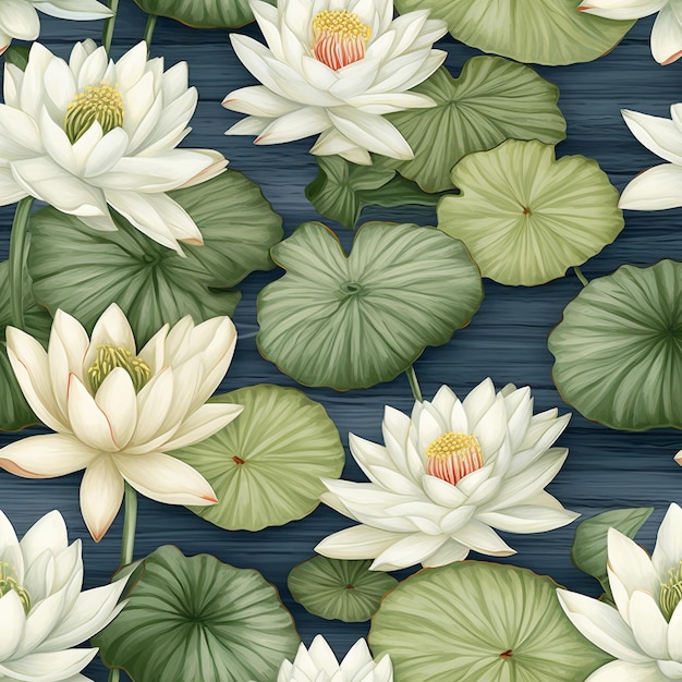 A wallpaper of a water lily with leaves and flowers.