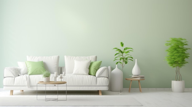 Photo wallpaper white soft green background