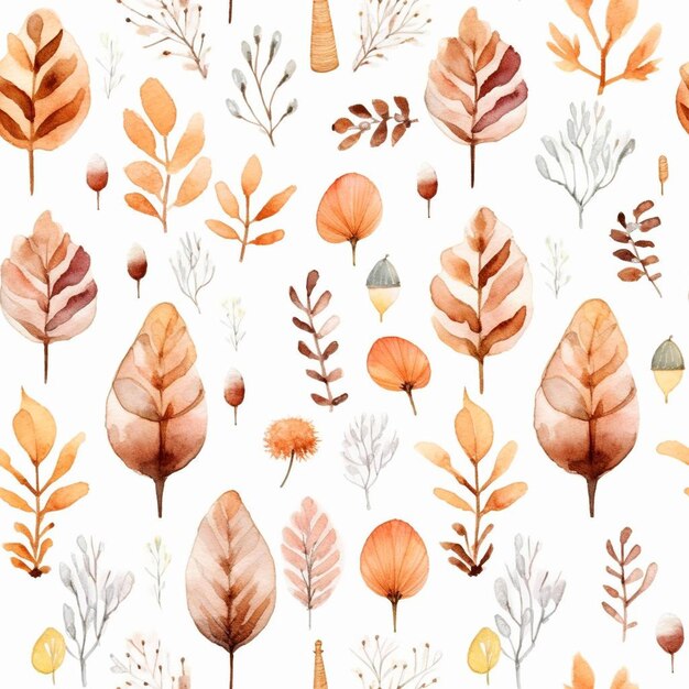 A wallpaper with autumn leaves and trees.