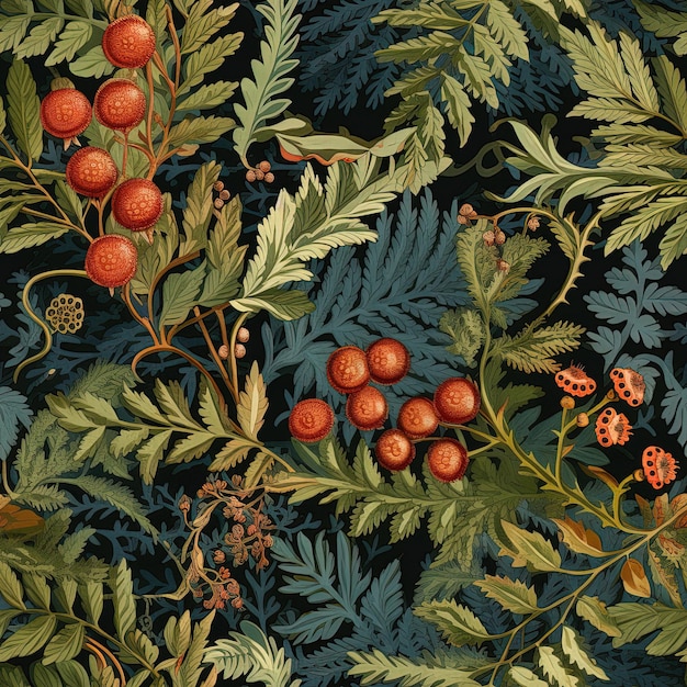 a wallpaper with berries and berries on it
