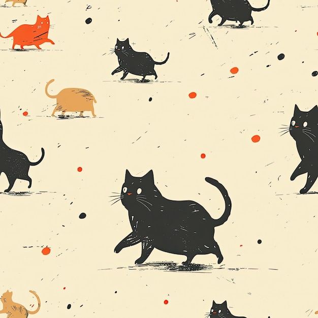 Photo a wallpaper with a black cat and orange circles