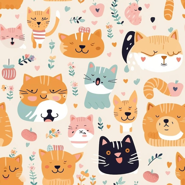 A wallpaper with a cat and a heart on it