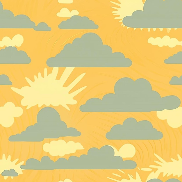 A wallpaper with clouds and sun on it.