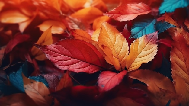Wallpaper with colorful autumn leaves Generation AI
