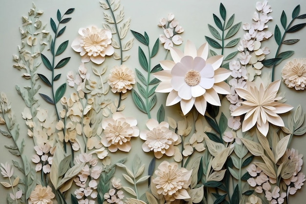 다채로운 꽃과 잎으로 된 벽지