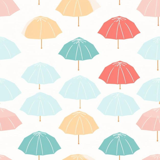 A wallpaper with colorful umbrellas and a rainbow colored umbrella.