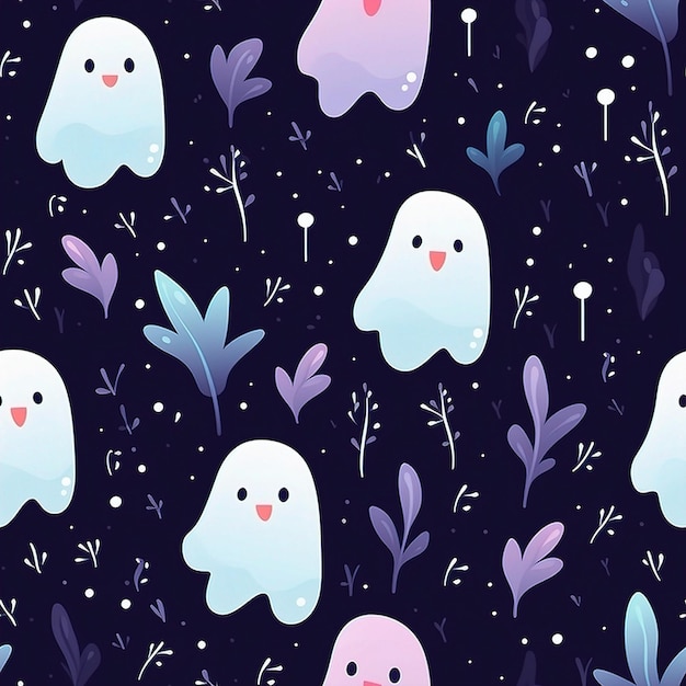 a wallpaper with cute ghosts on it