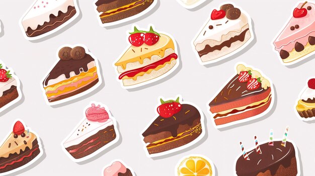Photo a wallpaper with different types of desserts and ice cream